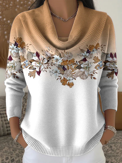Női vintage gradient virágos art off-shoulder top