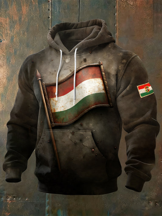 Férfi vintage magyar zászló pulóver