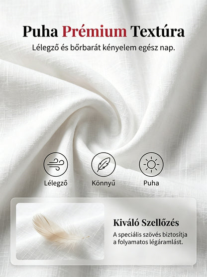 Női magyar virágnyomtatás fehér alkalmi pamut-vászon tetején