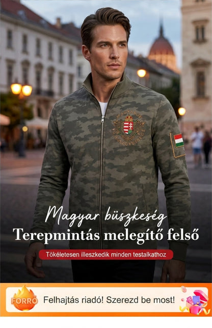 Férfi magyar álcázás nyomtatás alkalmi zip-up kabát