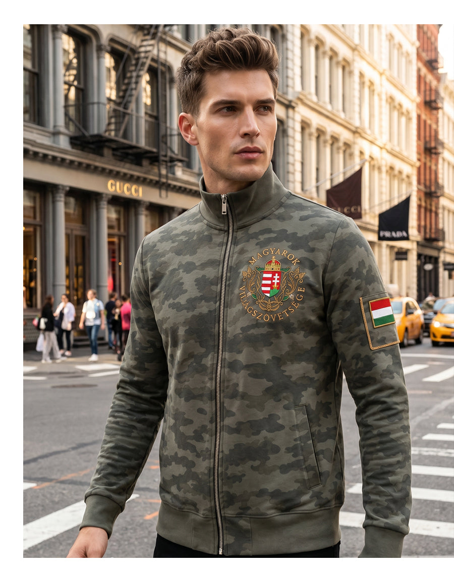 Férfi magyar álcázás nyomtatás alkalmi zip-up kabát