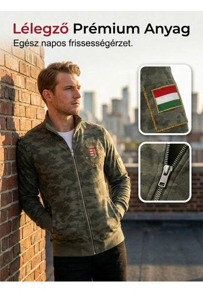 Férfi magyar álcázás nyomtatás alkalmi zip-up kabát