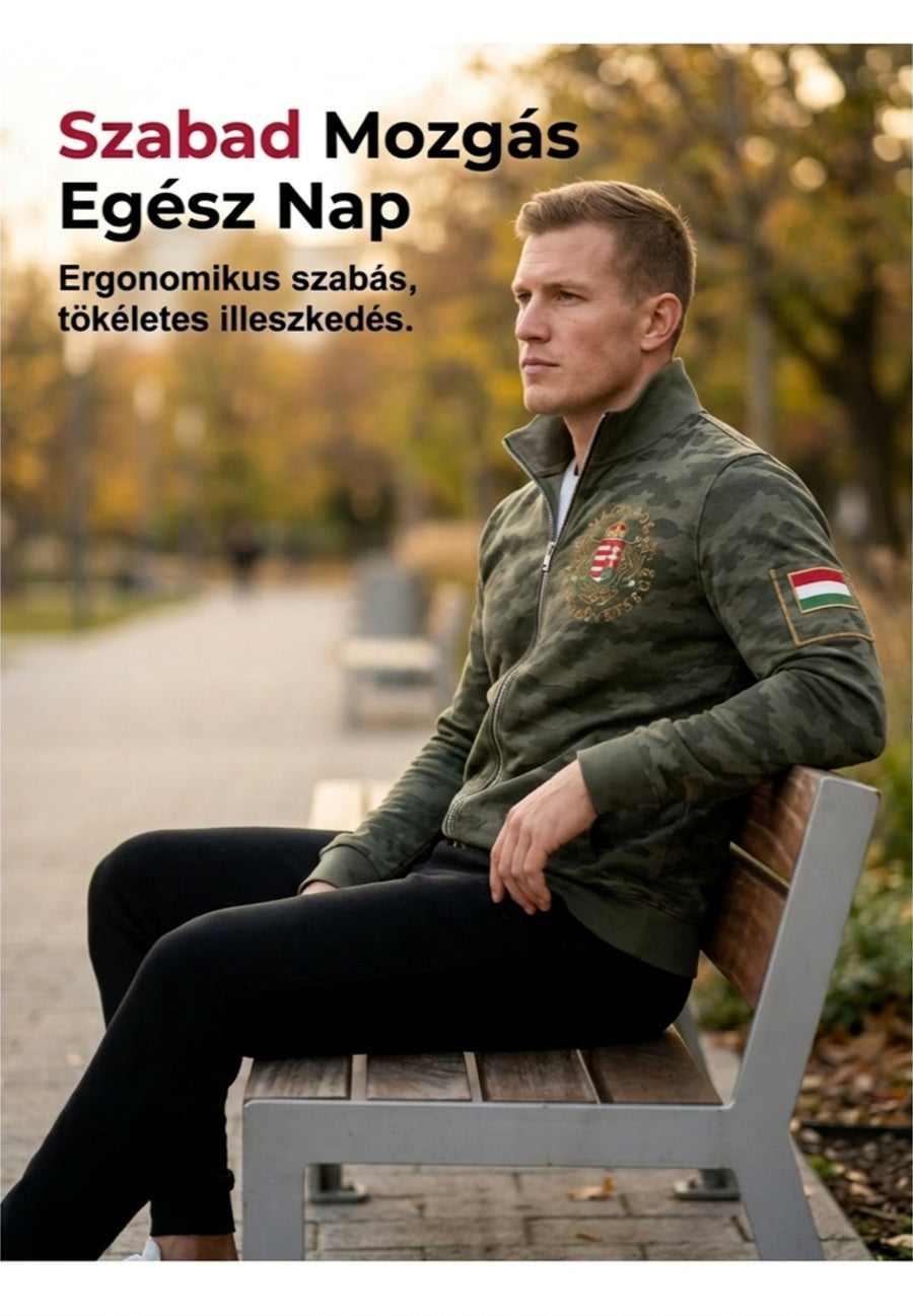 Férfi magyar álcázás nyomtatás alkalmi zip-up kabát