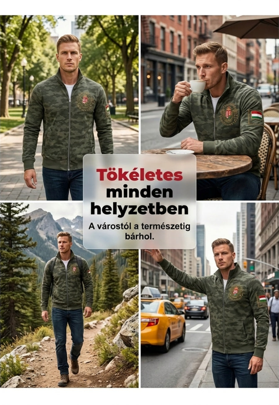 Férfi magyar álcázás nyomtatás alkalmi zip-up kabát