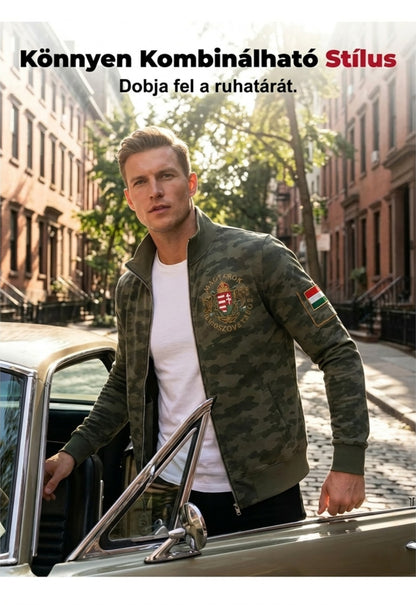 Férfi magyar álcázás nyomtatás alkalmi zip-up kabát