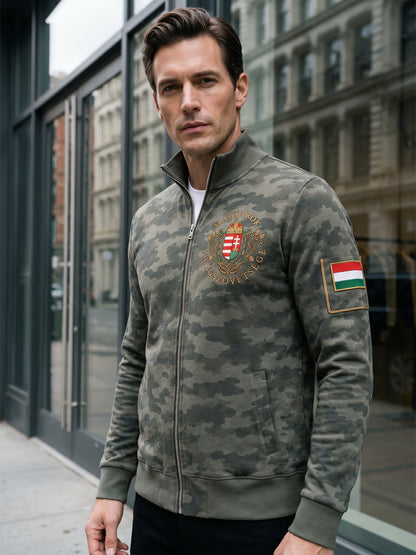 Férfi magyar álcázás nyomtatás alkalmi zip-up kabát