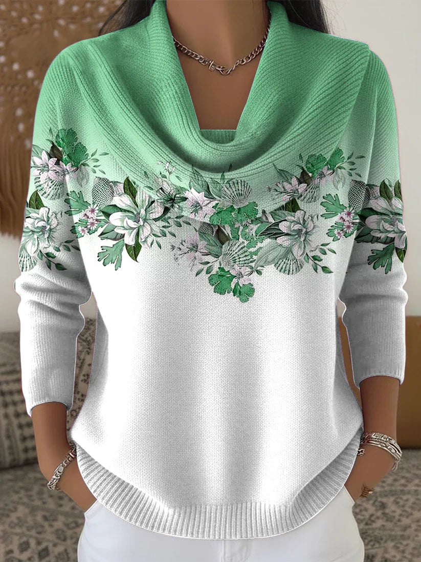 Női vintage gradient virágos art off-shoulder top