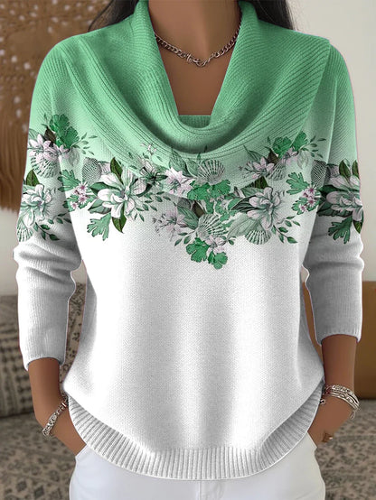 Női vintage gradient virágos art off-shoulder top