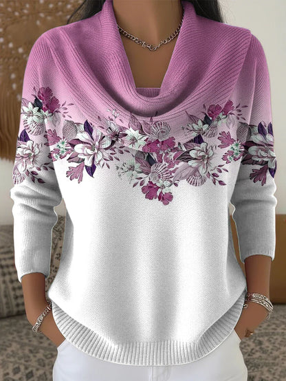 Női vintage gradient virágos art off-shoulder top