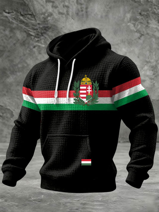 Retro magyar zászló csík alkalmi hoodie