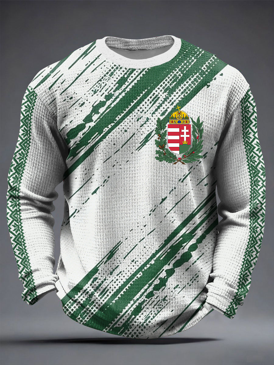 Retro magyar embléma absztrakt etnikai stílus waffle póló