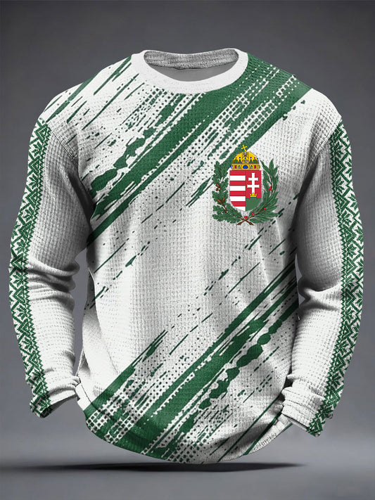 Retro magyar embléma absztrakt etnikai stílus waffle póló