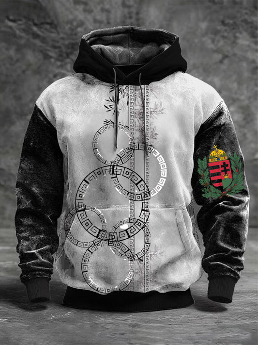 Férfi bonyolult görög kulcs magyarország szimbólum nyomtatás hoodie