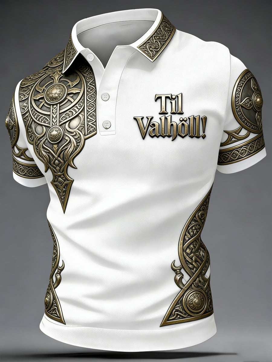 Férfi viking stílusú valhalla nyomtatás alkalmi top