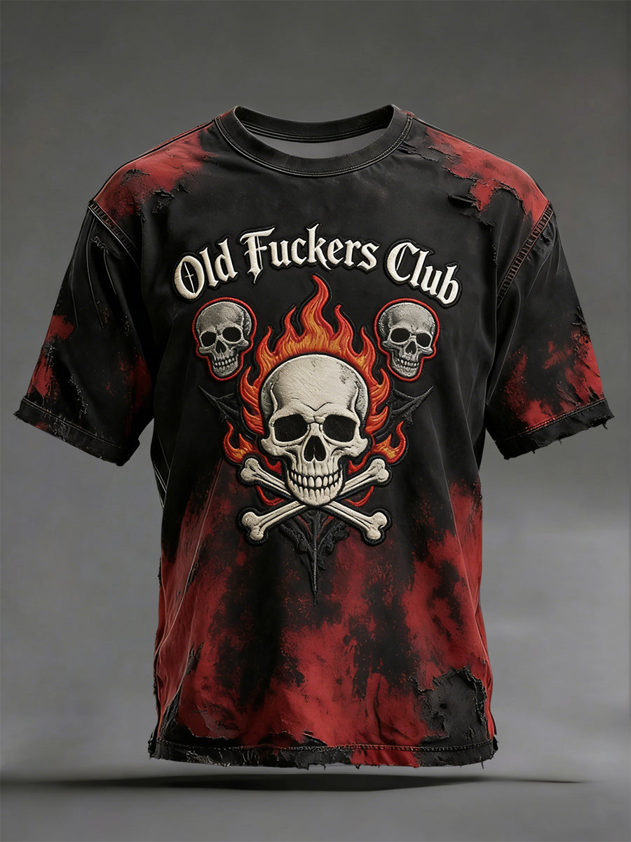 Vintage-mosott „ old fuckers club ”alkalmi póló