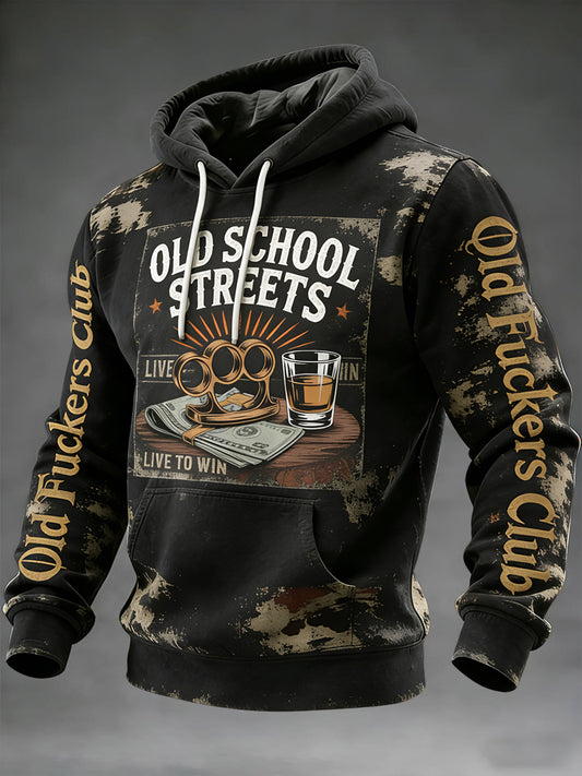Férfi vintage old fuckers club alkalmi hoodie
