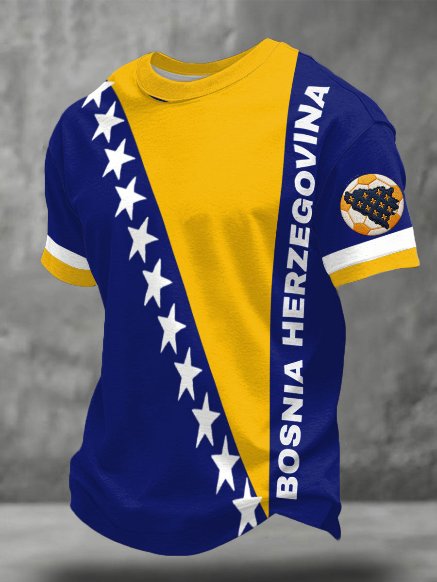 Férfi bosno zmajevi labdarúgó szerető nyomtatott póló