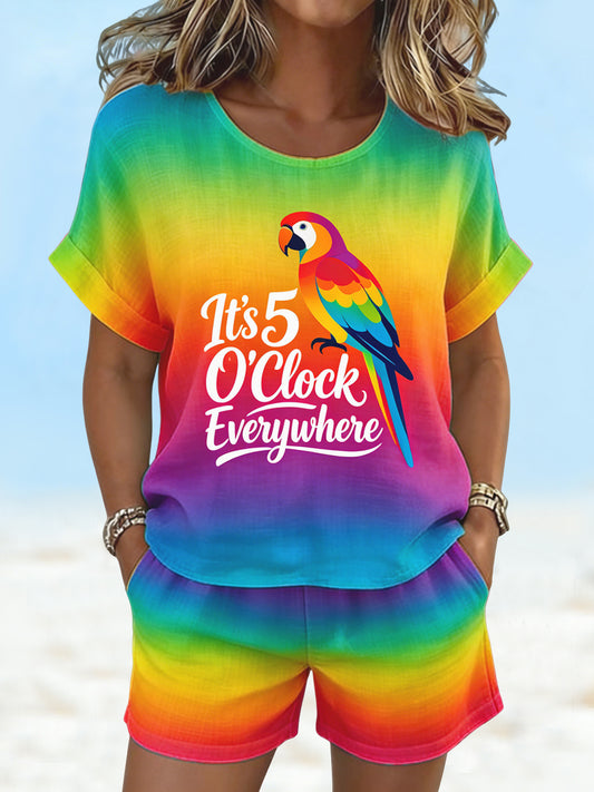 Ez 5 óra mindenhol női hawaii szivárvány gradient shorts set