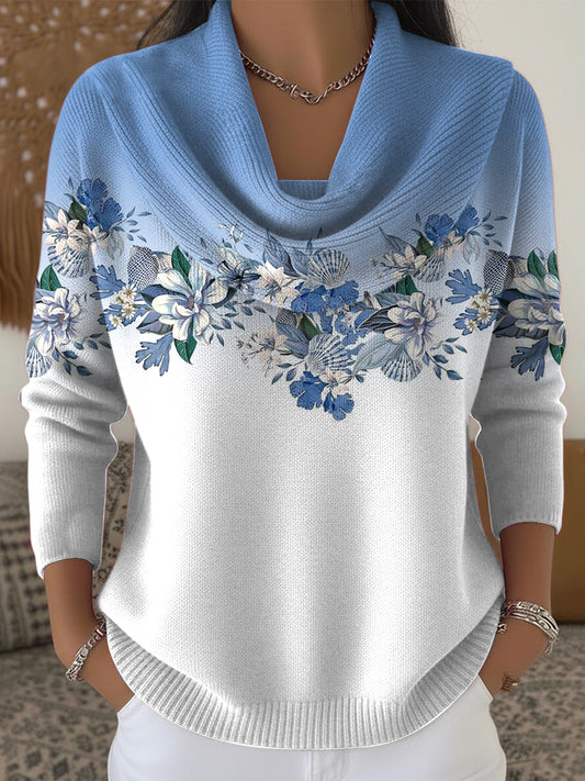 Női vintage gradient virágos art off-shoulder top