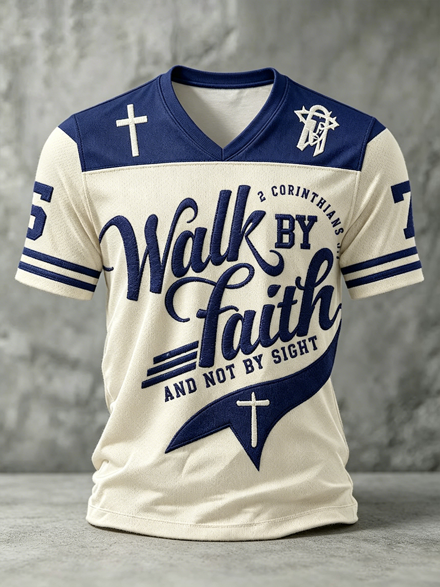 Férfi séta faith v-neck póló