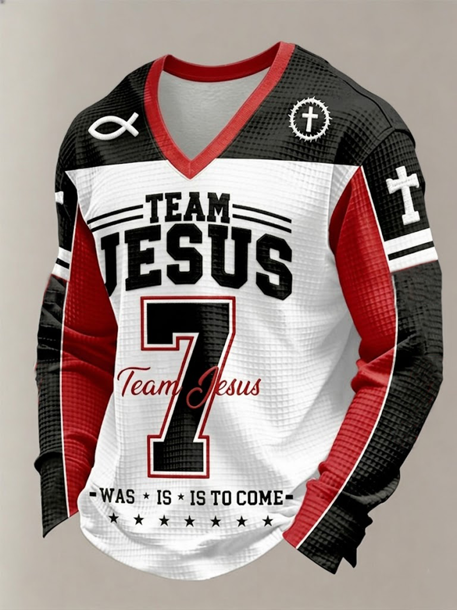 Férfi csapat jesus waffle hosszú ujjú póló