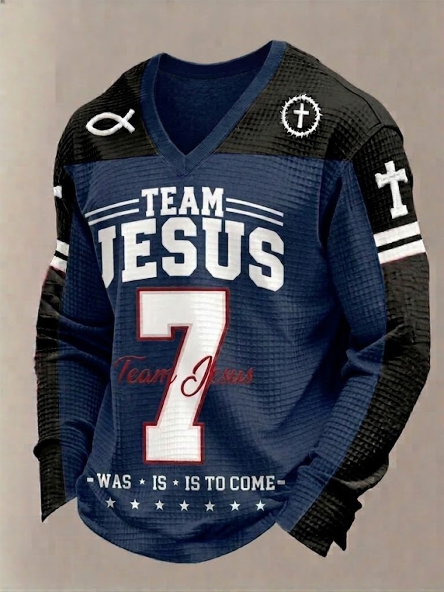 Férfi csapat jesus waffle hosszú ujjú póló