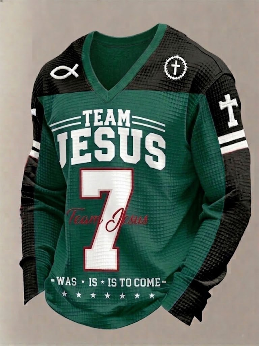 Férfi csapat jesus waffle hosszú ujjú póló