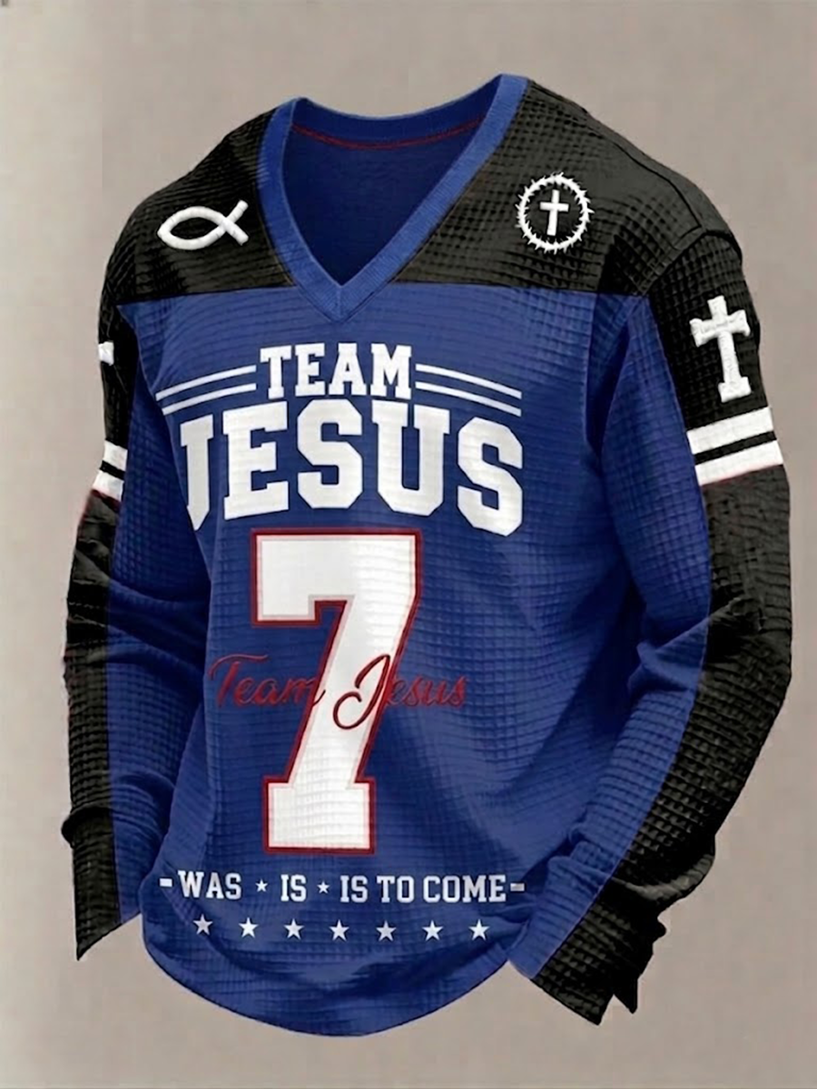 Férfi csapat jesus waffle hosszú ujjú póló