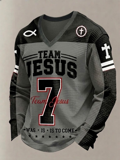 Férfi csapat jesus waffle hosszú ujjú póló