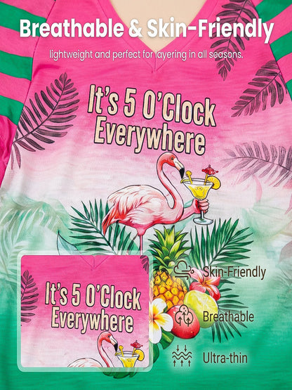 „ Mindenütt 5 óra ”hawaii gradient v-nyak póló