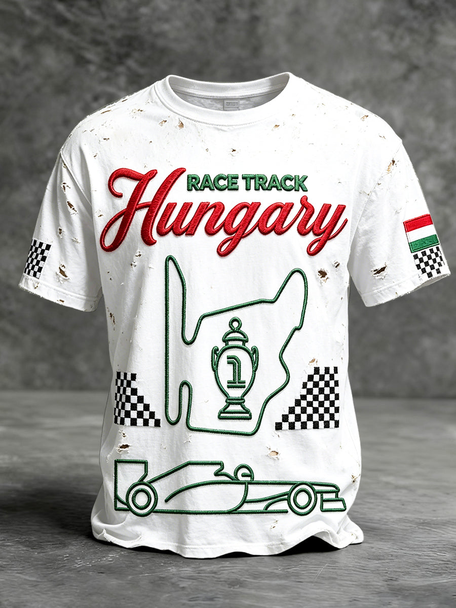 Férfi magyar szorult nyomtatás vintage alkalmi fehér póló