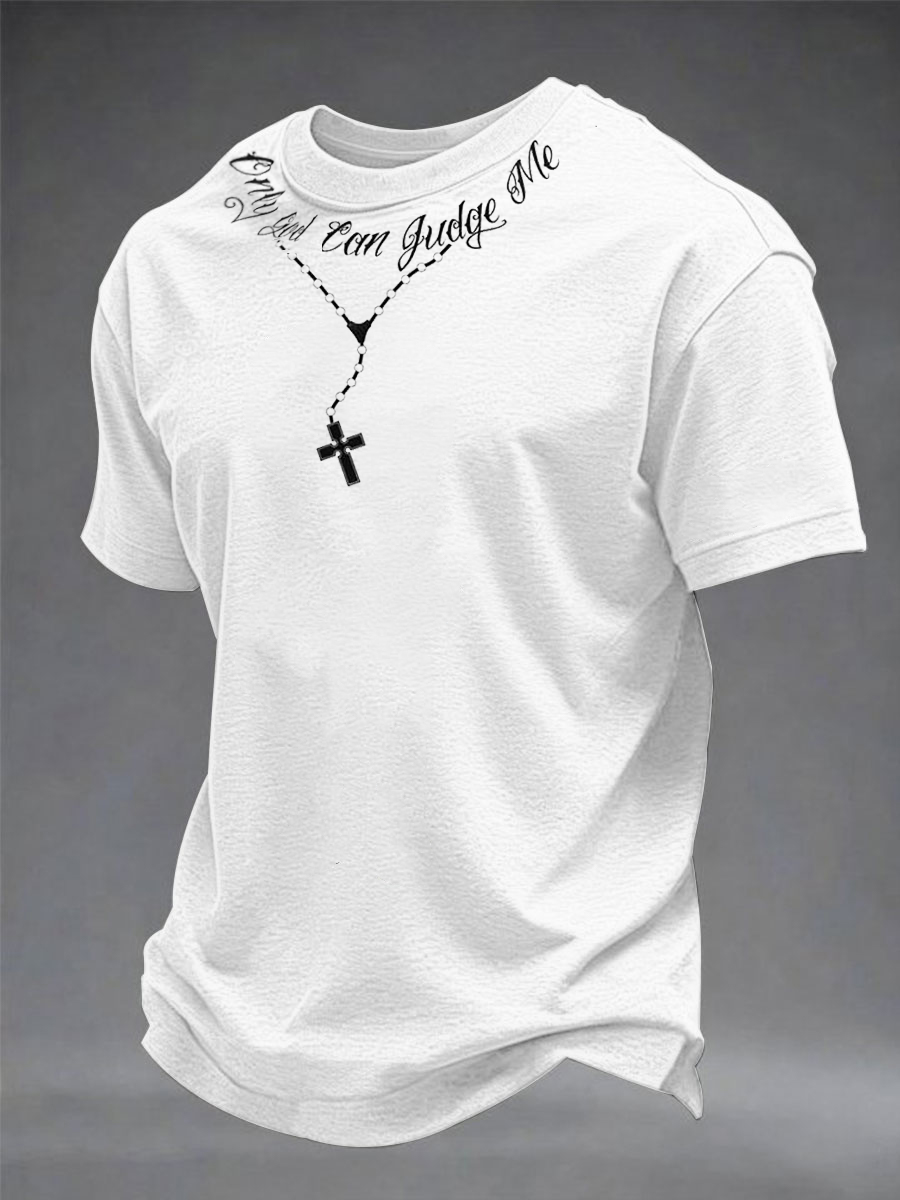 Men's only god can judge me printed rövid ujjú póló