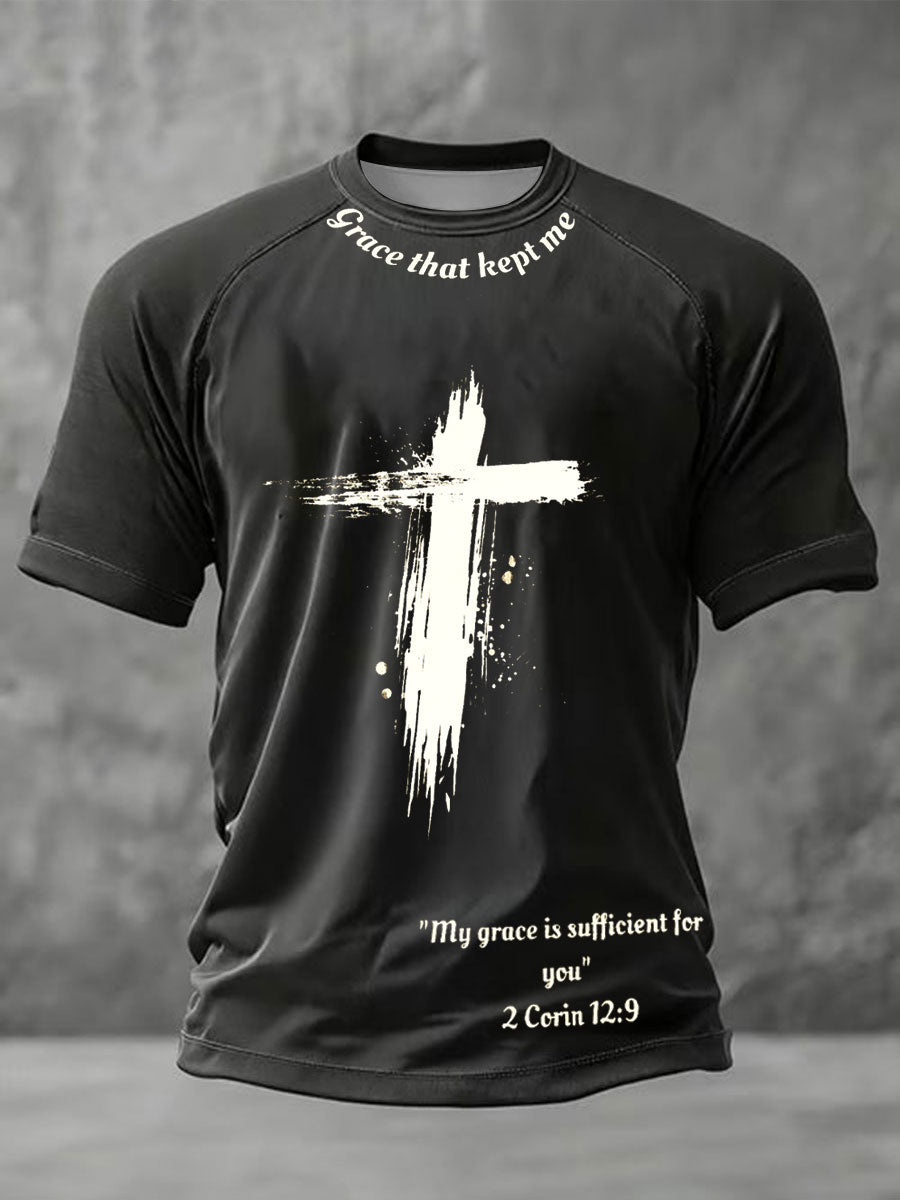 Men's grace that kept me short sleeve t-shirt