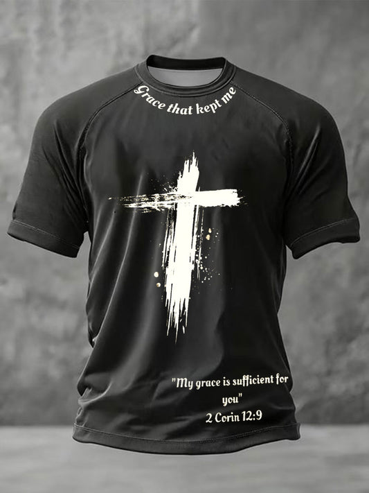 Men's grace that kept me short sleeve t-shirt