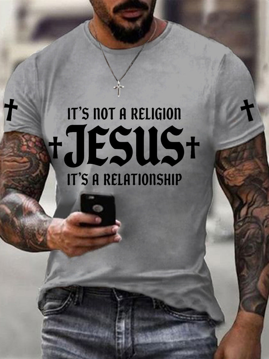 Men's it's not a religion it's a relationship print tee