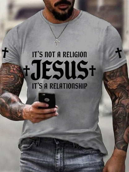 Men's it's not a religion it's a relationship print tee
