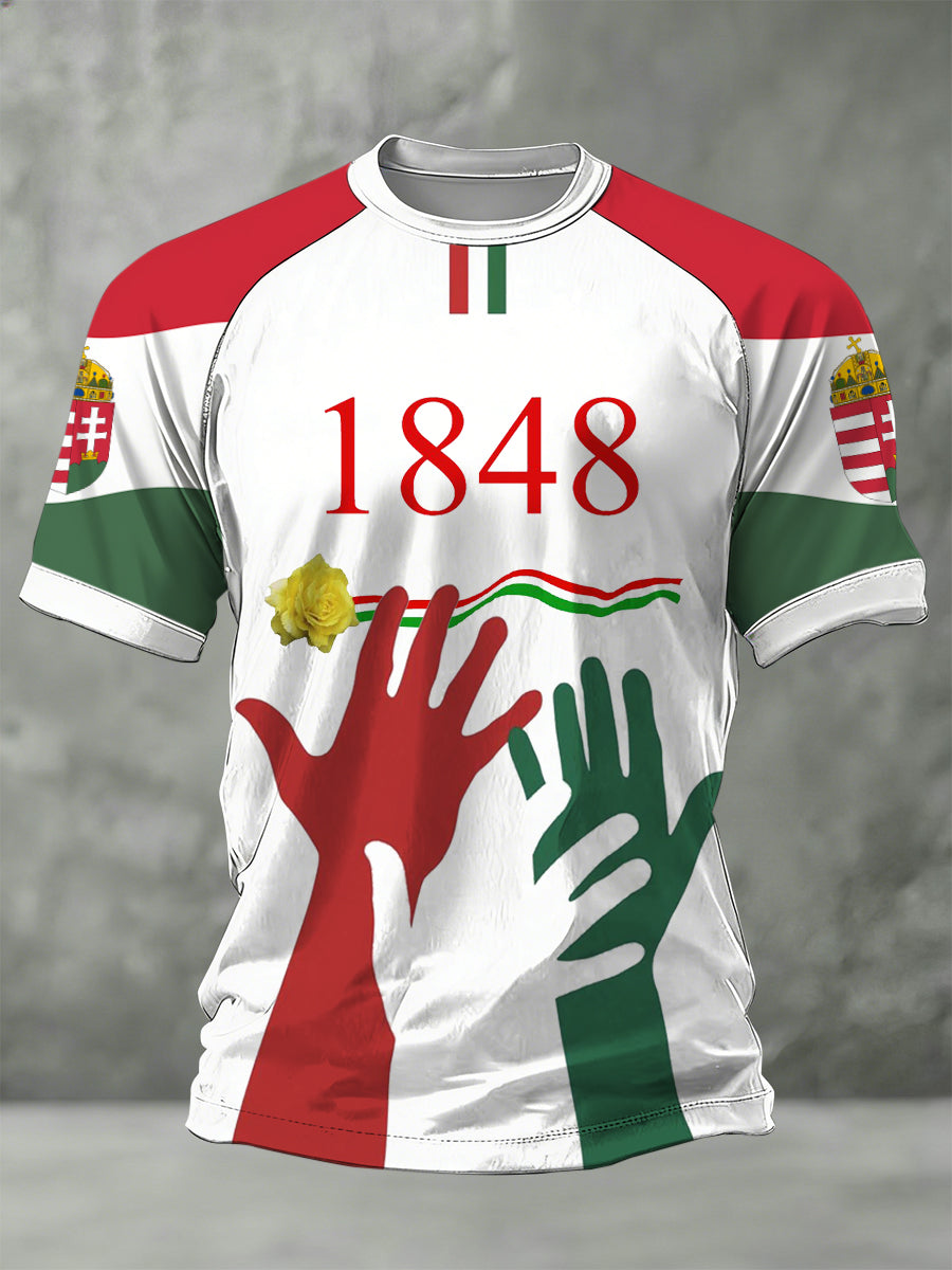 Férfi magyar stílusú nyomott póló