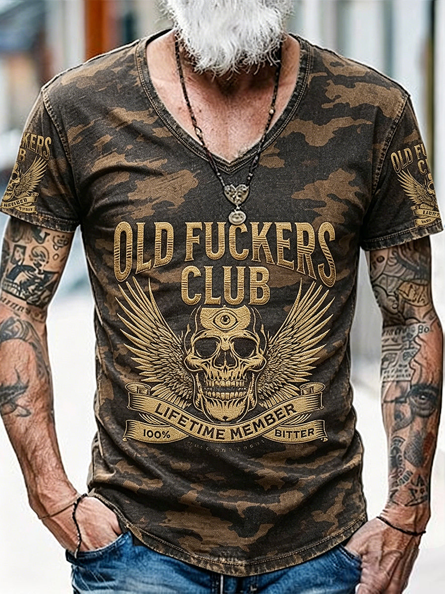 Régi fuckers club nyomtatott vintage divat laza rövid ujjú póló