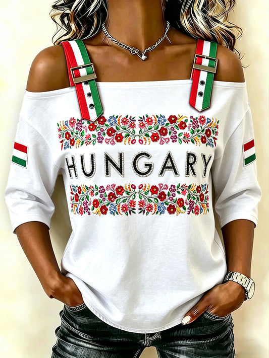 Női fehér magyar virágnyomtatás alkalmi fehér strapless top