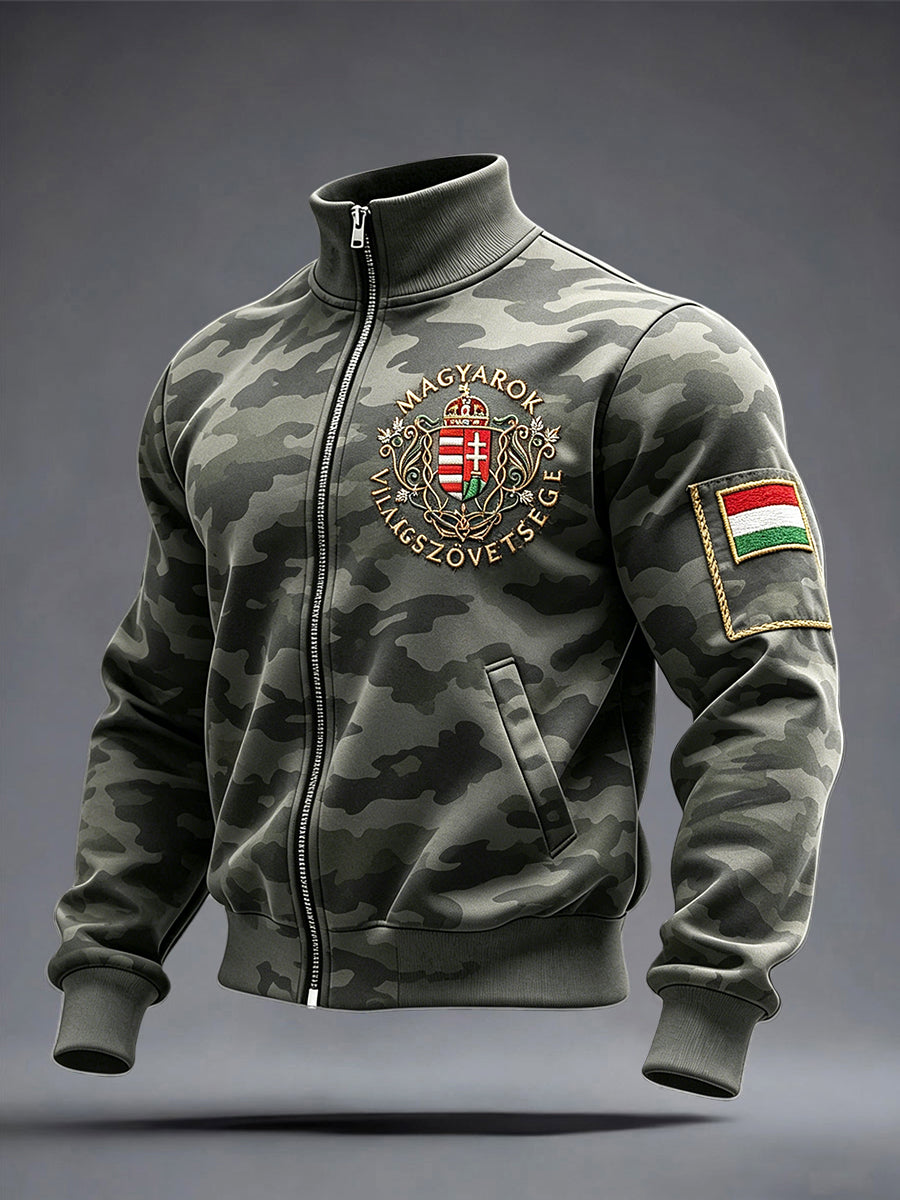 Férfi magyar álcázás nyomtatás alkalmi zip-up kabát