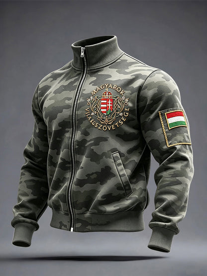 Férfi magyar álcázás nyomtatás alkalmi zip-up kabát