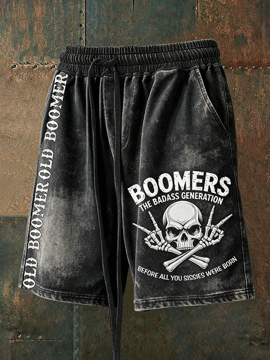 Men's don't piss off régi peopel print drawstring rövidnadrág