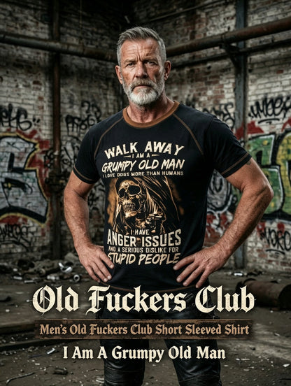 Férfi régi fuckers club nyomtatott vintage divat laza rövid ujjú póló