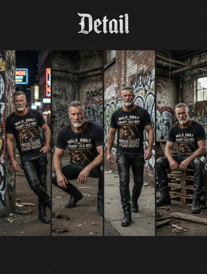 Férfi régi fuckers club nyomtatott vintage divat laza rövid ujjú póló
